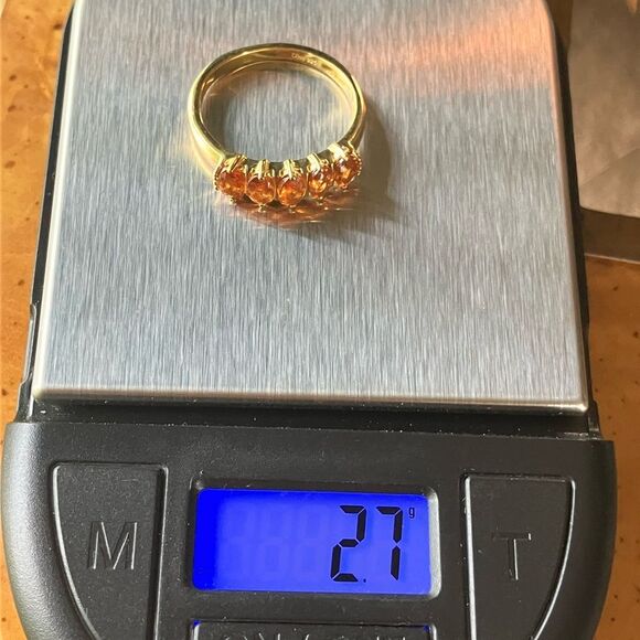 Natural Orange Garnet Sterling Silver Ring Size 8 - Picture 8 of 8